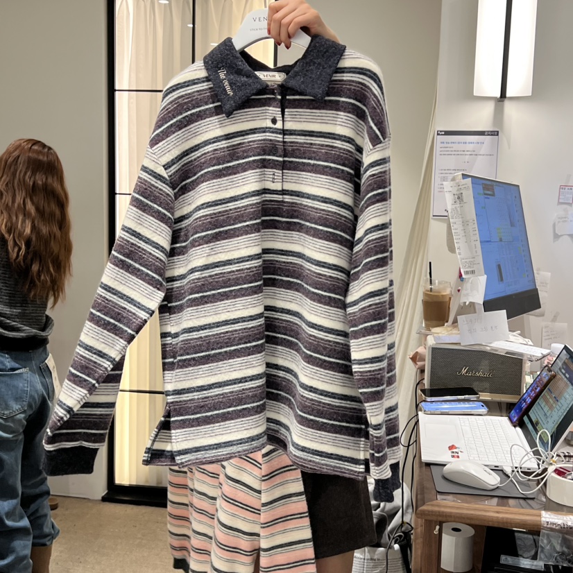 VENIR-a韓國直郵㊣女裝新款職業真品25秋冬長袖T恤不含腰包VENIR-a長袖T恤圖色3