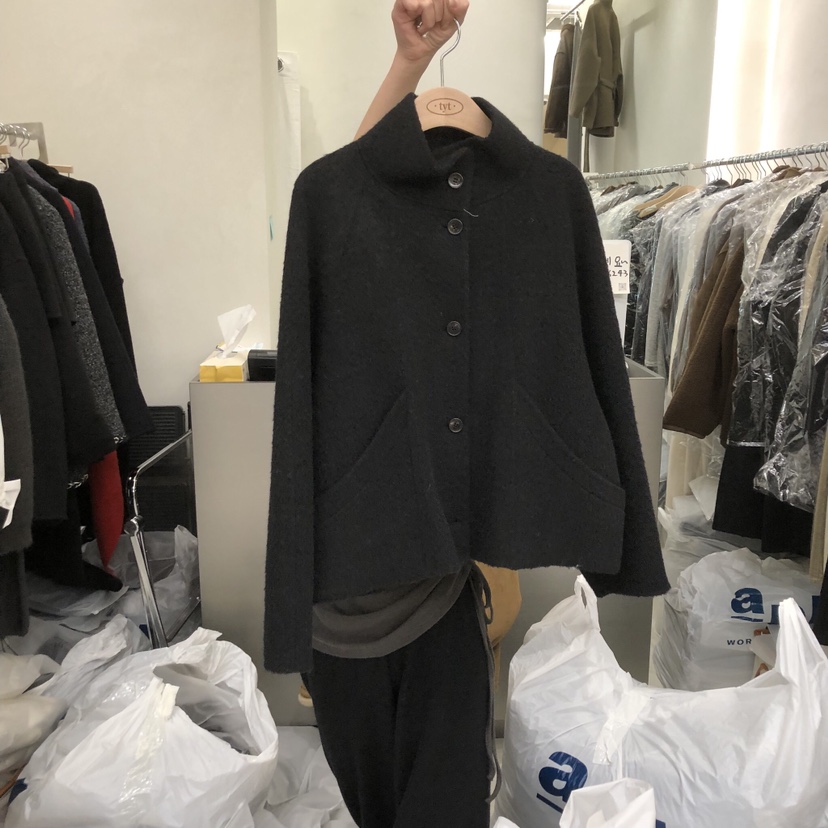 TAKE YOUE TIME韓國代購㊣女裝新款熱賣短款大衣手工短款TAKE YOUE TIME短款大衣圖色2