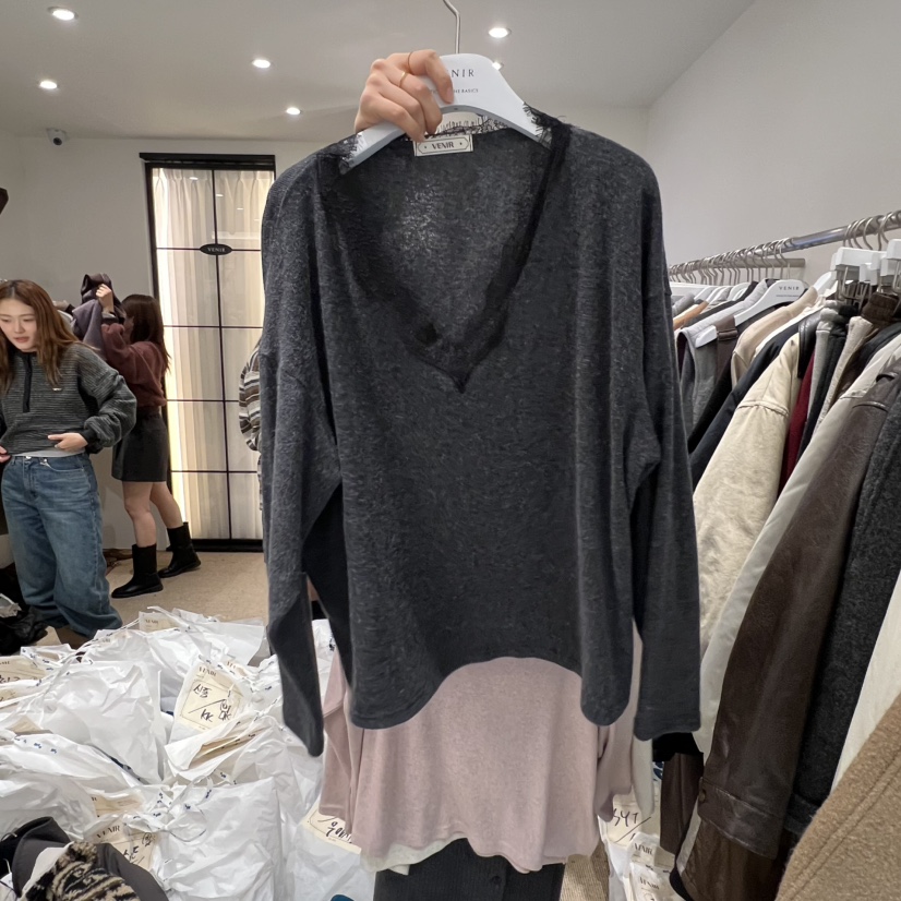 VENIR-a東大門㊣直郵女士新品人氣25秋冬休閑真品推薦長袖T恤VENIR-a長袖T恤圖色1