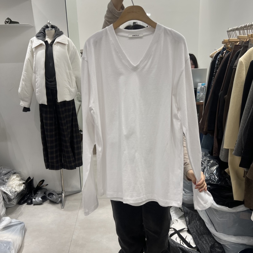 ANN MARGRET韓國代購㊣女士新款職業長袖T恤棉GRETA.Y長袖T恤圖色1