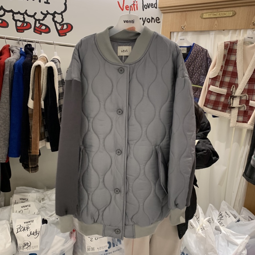 VENTI東大門㊣代購女裝新品人氣25秋冬推薦夾克史努比絎縫棉VENTI夾克圖色1