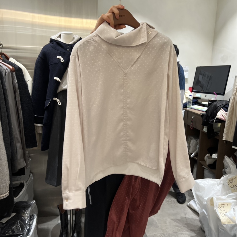 CHAE韓國直郵㊣女裝新款推薦時尚人氣25秋冬襯衫蕾絲衫高領CHAE襯衫/蕾絲衫圖色1