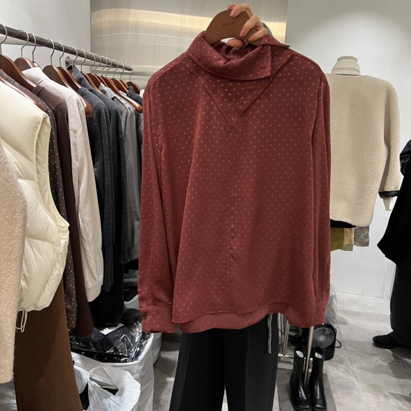 CHAE韓國直郵㊣女裝新款推薦時尚人氣25秋冬襯衫蕾絲衫高領CHAE襯衫/蕾絲衫圖色2