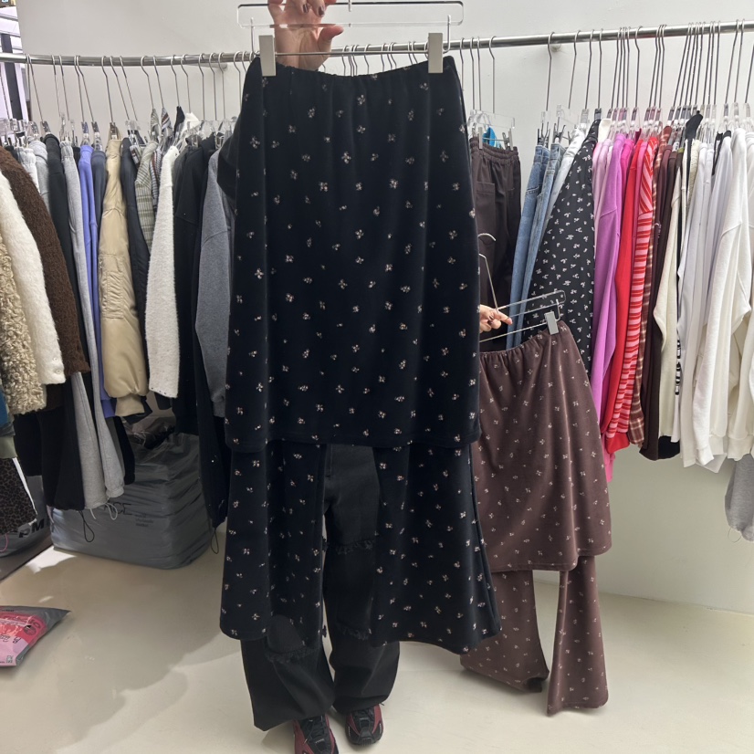 SEOLO東大門㊣實拍女裝新品休閑人氣25秋冬熱賣職業裙褲天鵝絨Seolo seoul裙褲