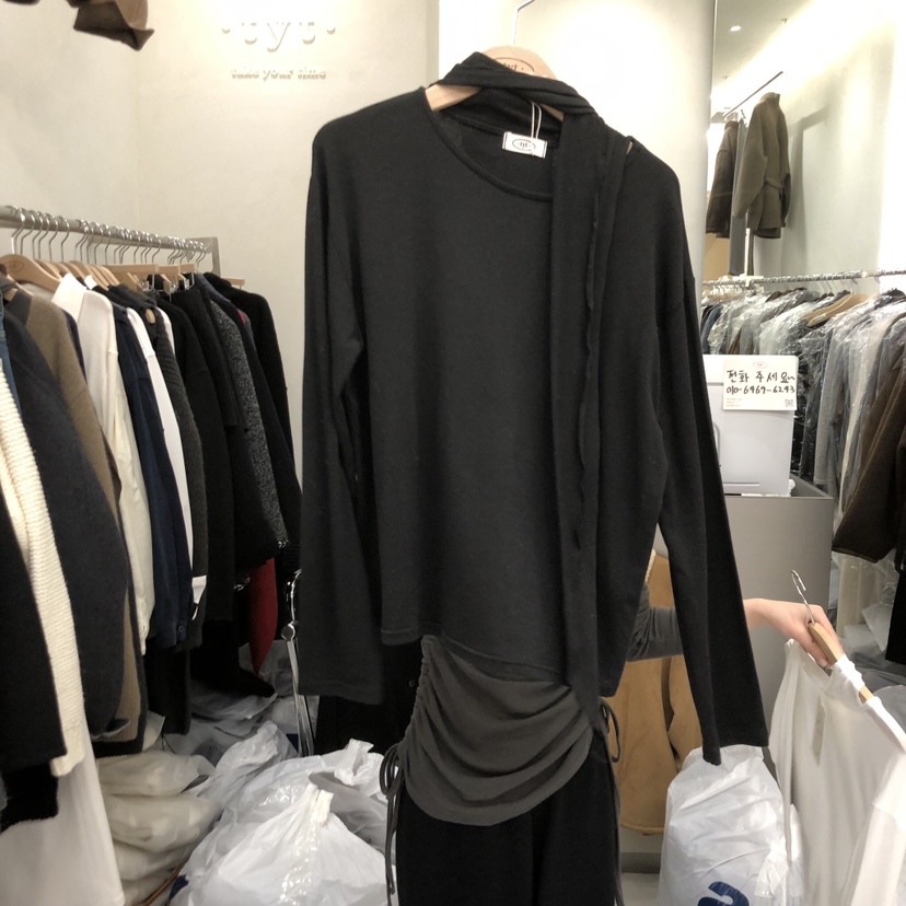 TAKE YOUE TIME韓國代購㊣女裝新品職業人氣熱賣長袖T恤圍巾TAKE YOUE TIME長袖T恤圖色2