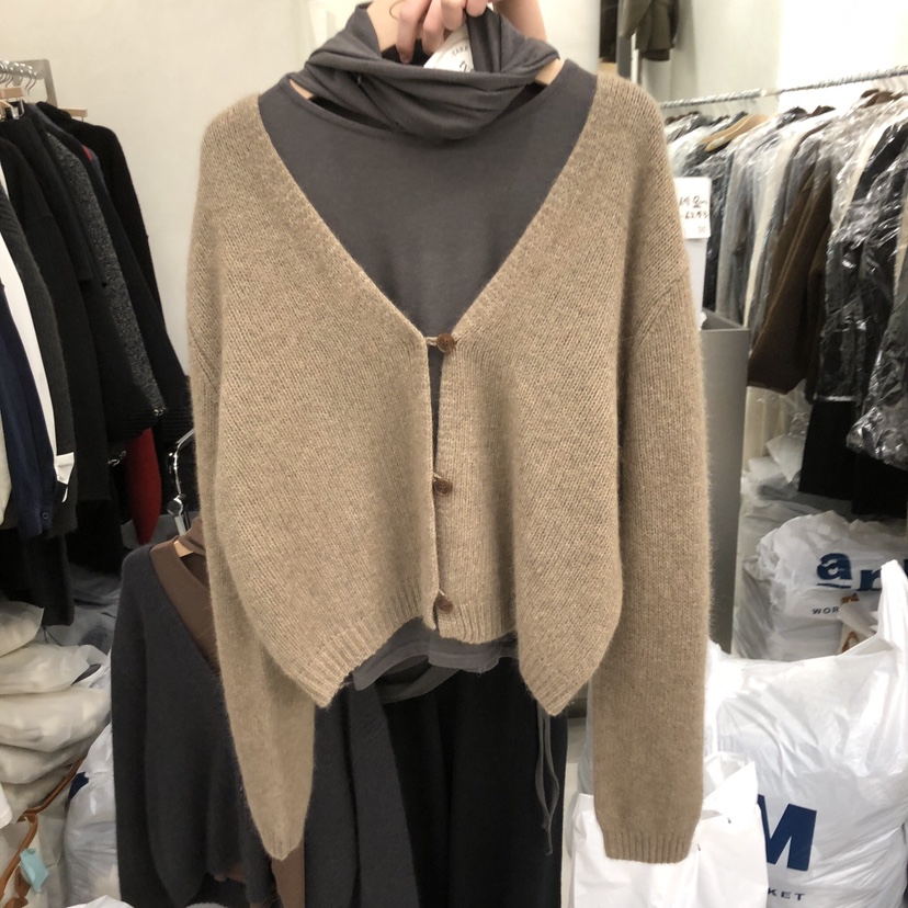 TAKE YOUE TIME韓國直郵㊣女士新品人氣毛衣不含內搭安哥拉V領開衫TAKE YOUE TIME毛衣圖色1