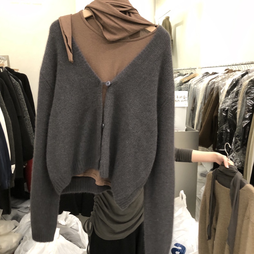 TAKE YOUE TIME韓國直郵㊣女士新品人氣毛衣不含內搭安哥拉V領開衫TAKE YOUE TIME毛衣圖色2