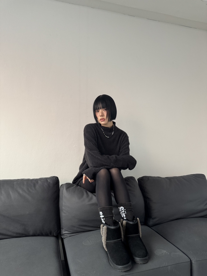 SEEOT東大門㊣代購女裝新款職業休閑針織衫男女同款毛絨短款SEEOT針織衫