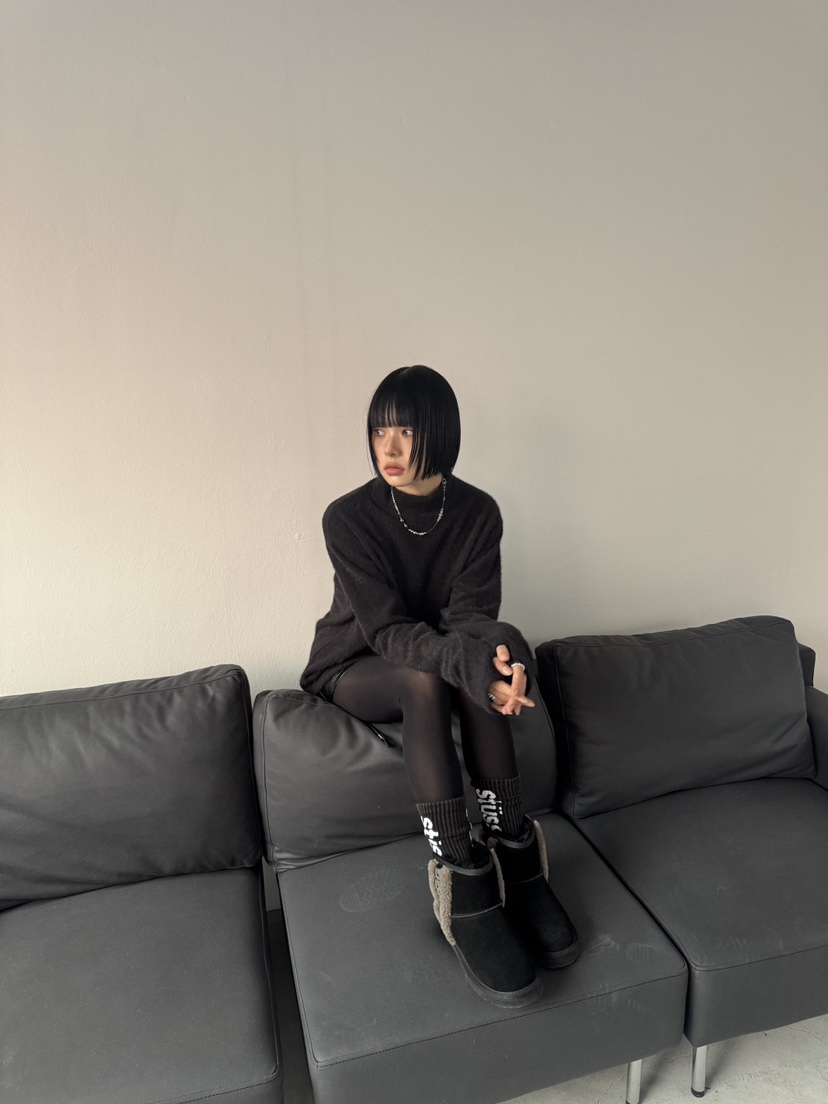 SEEOT東大門㊣代購女裝新款職業休閑針織衫男女同款毛絨短款SEEOT針織衫