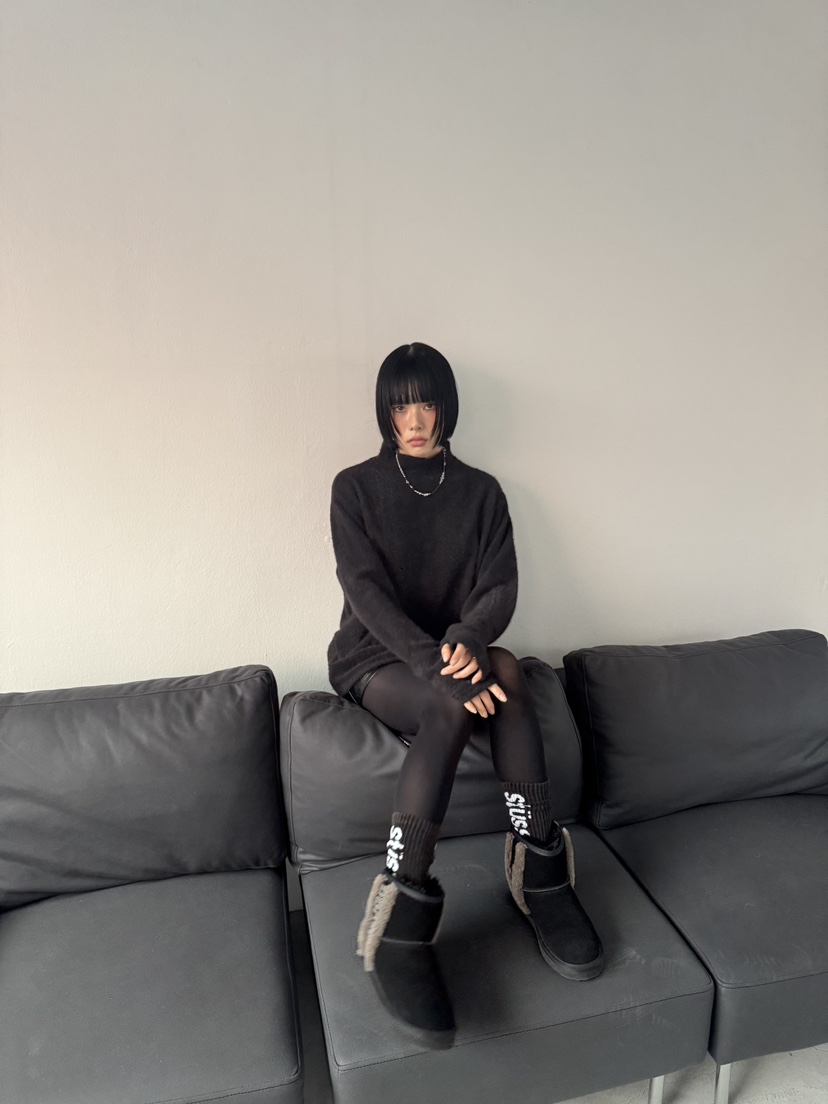 SEEOT東大門㊣代購女裝新款職業休閑針織衫男女同款毛絨短款SEEOT針織衫