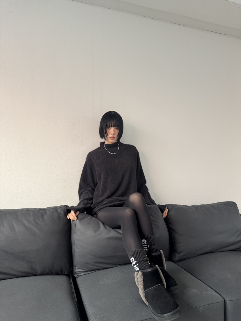 SEEOT東大門㊣代購女裝新款職業休閑針織衫男女同款毛絨短款SEEOT針織衫