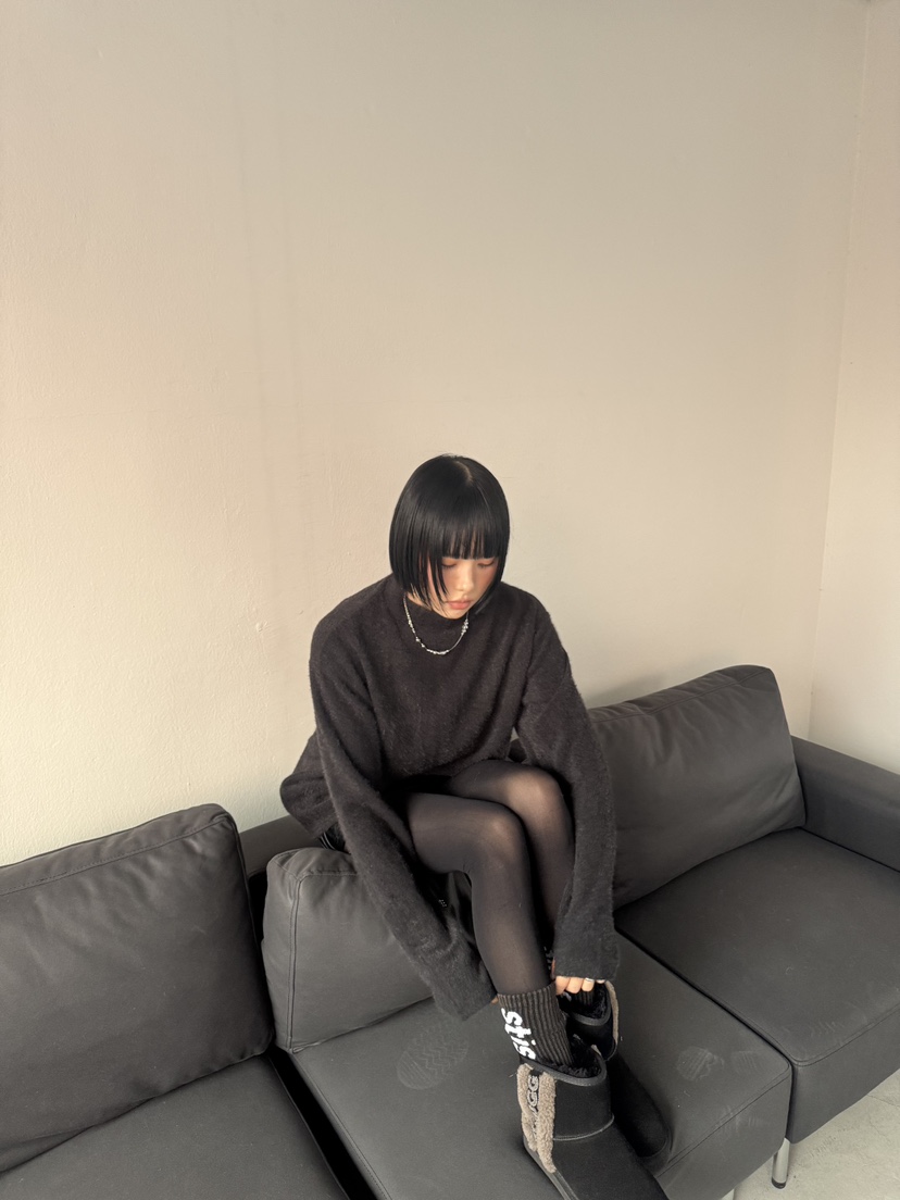 SEEOT東大門㊣代購女裝新款職業休閑針織衫男女同款毛絨短款SEEOT針織衫