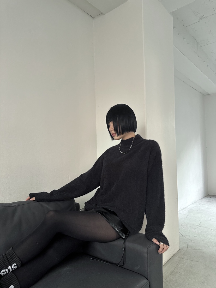 SEEOT東大門㊣代購女裝新款職業休閑針織衫男女同款毛絨短款SEEOT針織衫