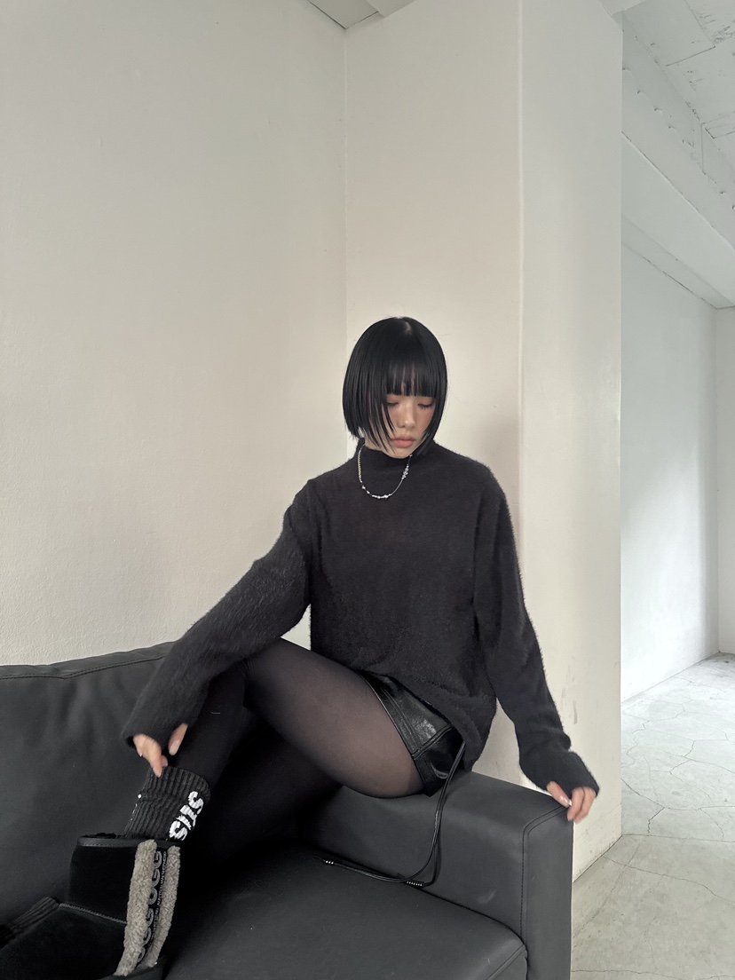 SEEOT東大門㊣代購女裝新款職業休閑針織衫男女同款毛絨短款SEEOT針織衫