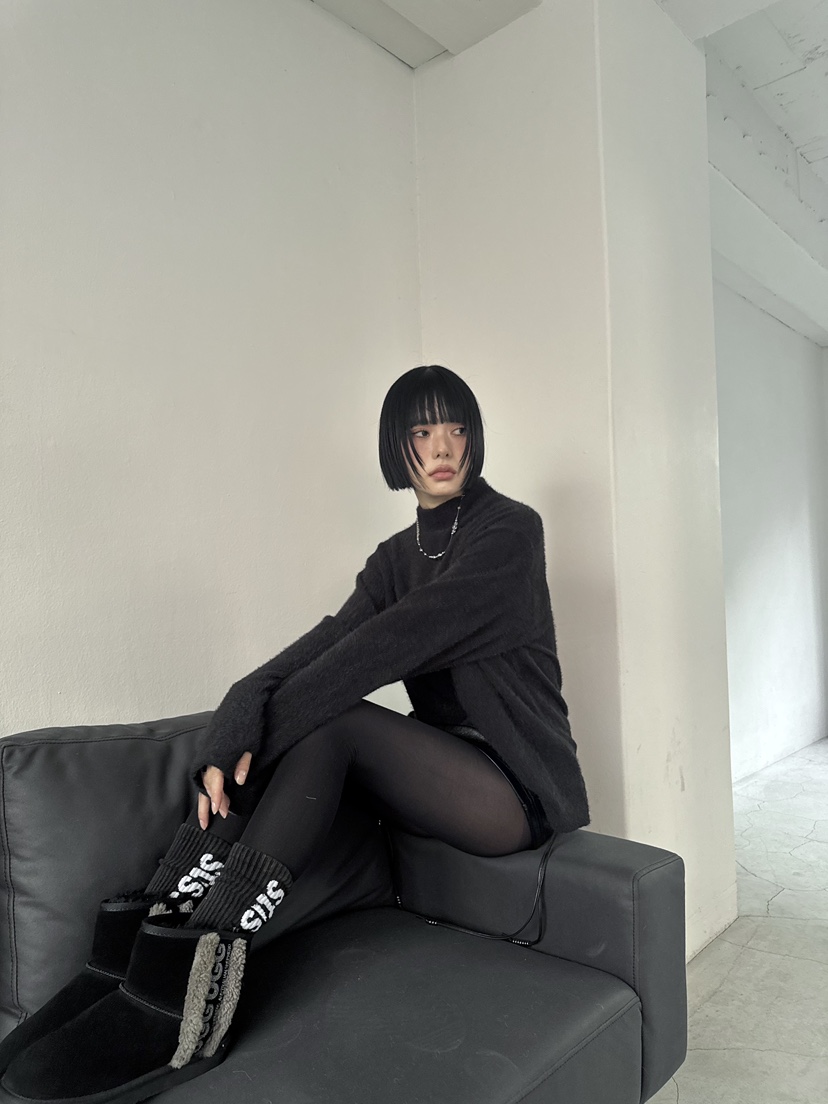 SEEOT東大門㊣代購女裝新款職業休閑針織衫男女同款毛絨短款SEEOT針織衫