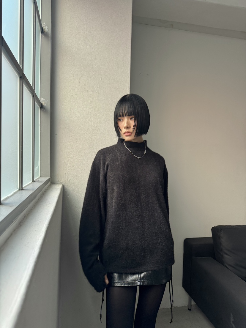 SEEOT東大門㊣代購女裝新款職業休閑針織衫男女同款毛絨短款SEEOT針織衫