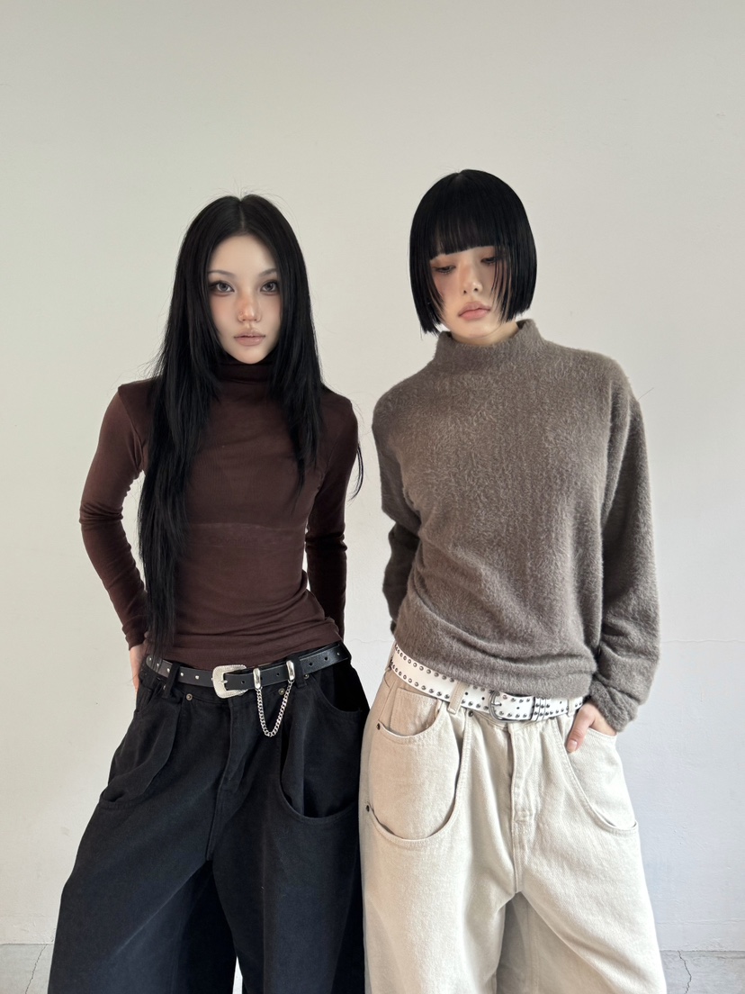 SEEOT東大門㊣代購女裝新款職業休閑針織衫男女同款毛絨短款SEEOT針織衫