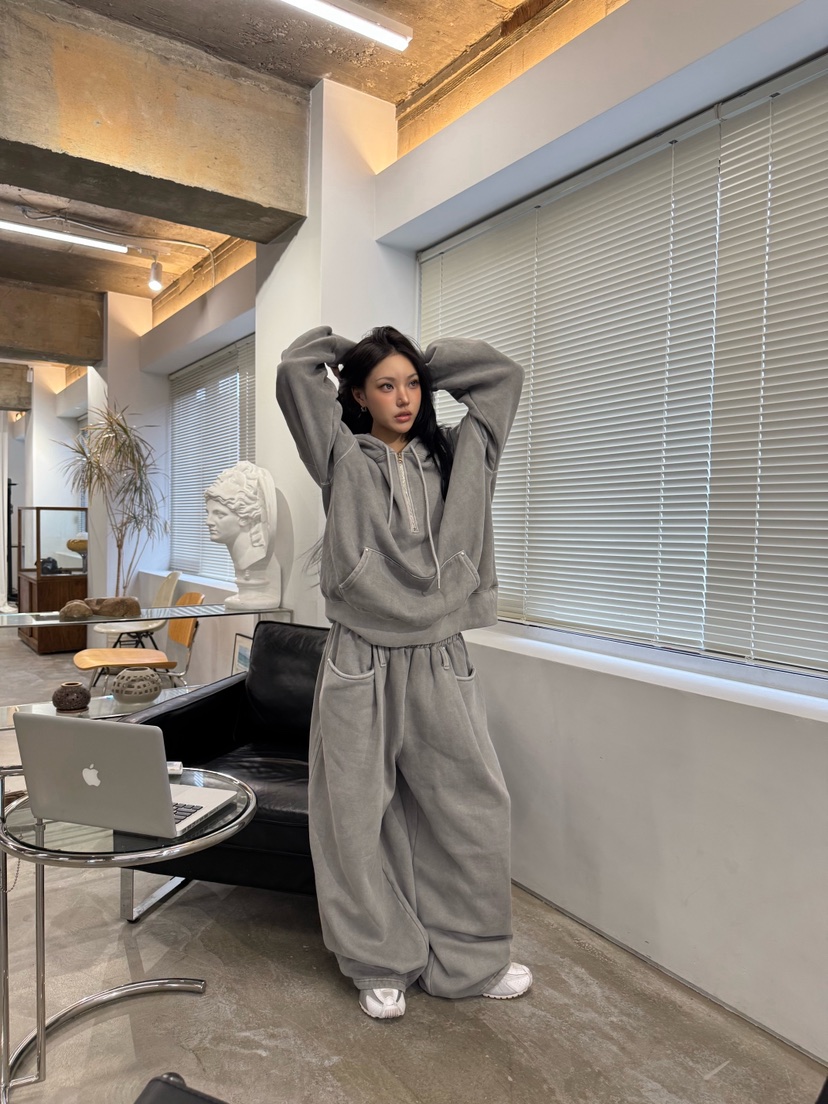 SEEOT東大門㊣直郵女士新品熱賣衛衣男女同款連帽衫羊皮拉鏈SEEOT衛衣