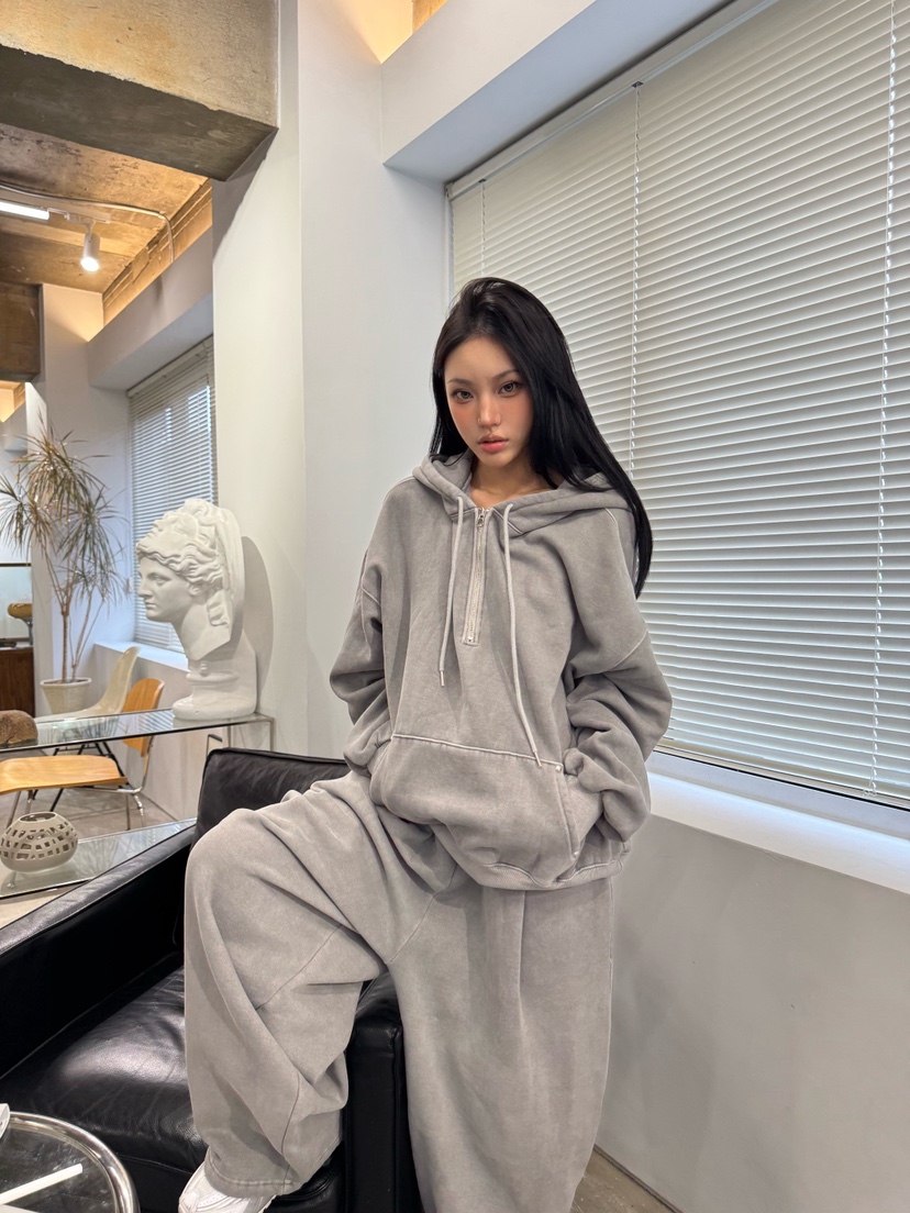 SEEOT東大門㊣直郵女士新品熱賣衛衣男女同款連帽衫羊皮拉鏈SEEOT衛衣