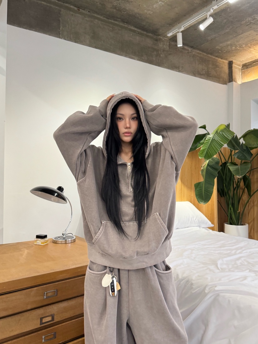 SEEOT東大門㊣直郵女士新品熱賣衛衣男女同款連帽衫羊皮拉鏈SEEOT衛衣