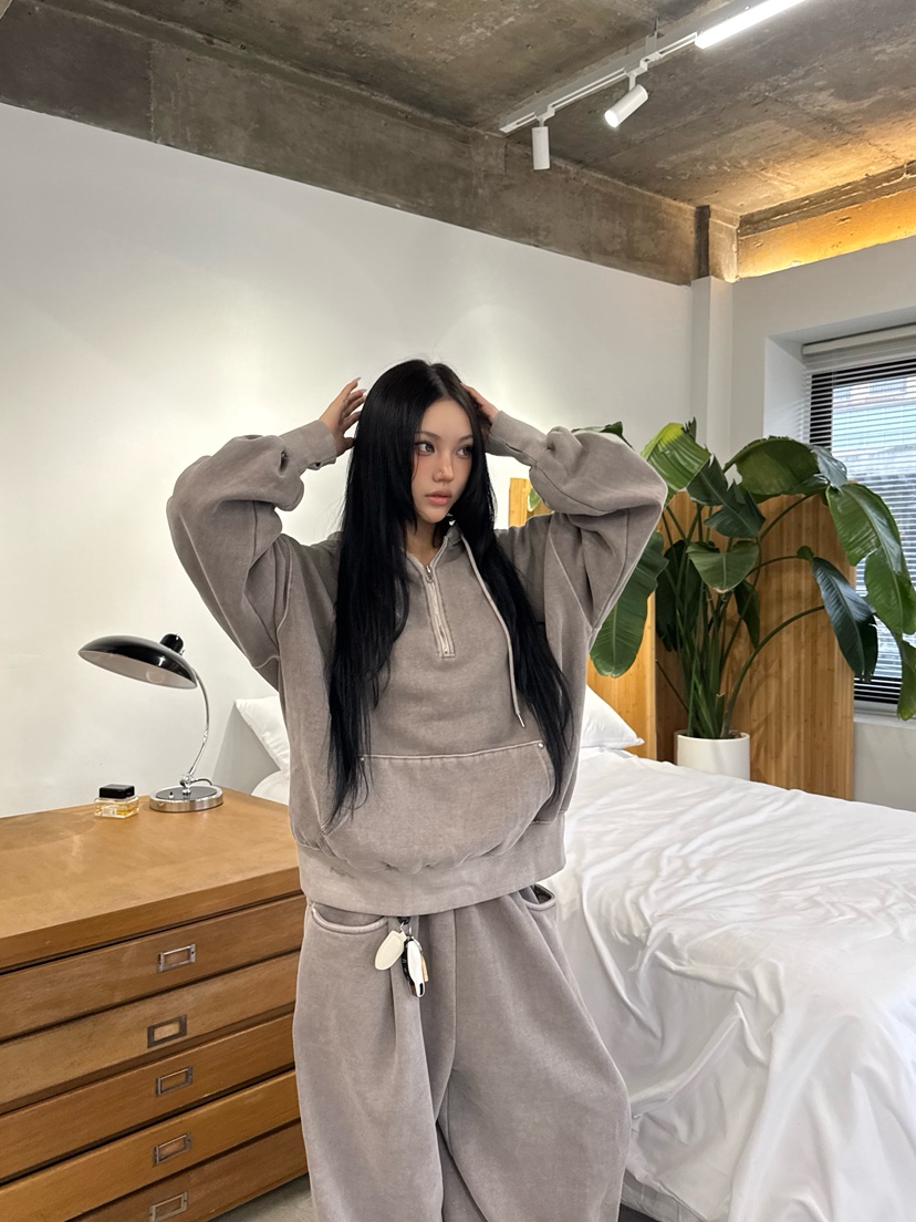 SEEOT東大門㊣直郵女士新品熱賣衛衣男女同款連帽衫羊皮拉鏈SEEOT衛衣