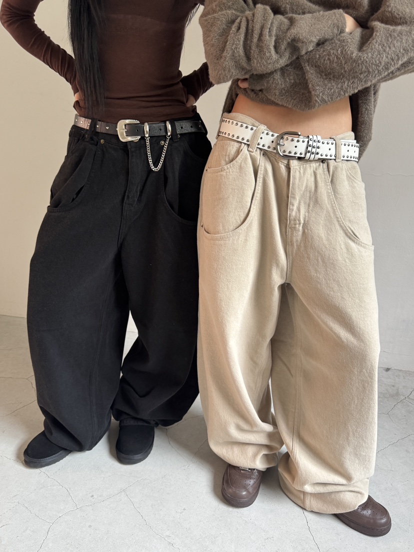 SEEOT東大門㊣直郵女裝新品25秋冬休閑褲不含腰帶男女同款安哥拉雙口袋棉質GGD休閑褲