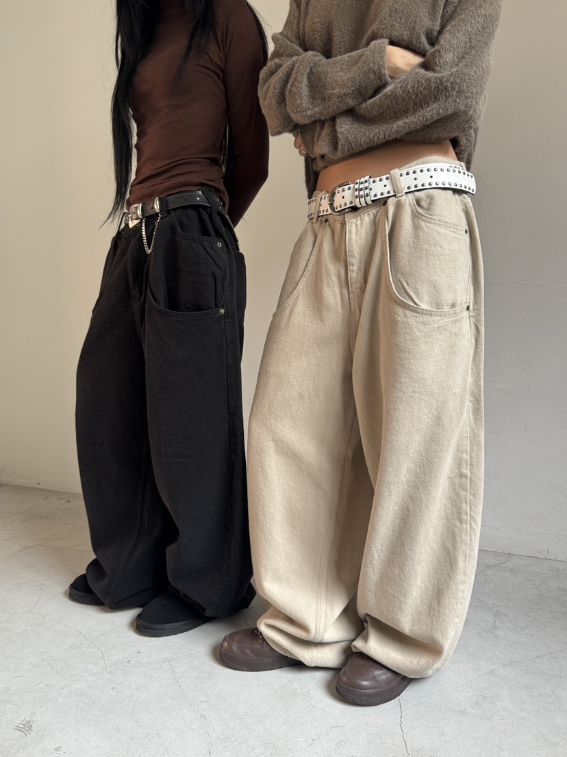 SEEOT東大門㊣直郵女裝新品25秋冬休閑褲不含腰帶男女同款安哥拉雙口袋棉質GGD休閑褲