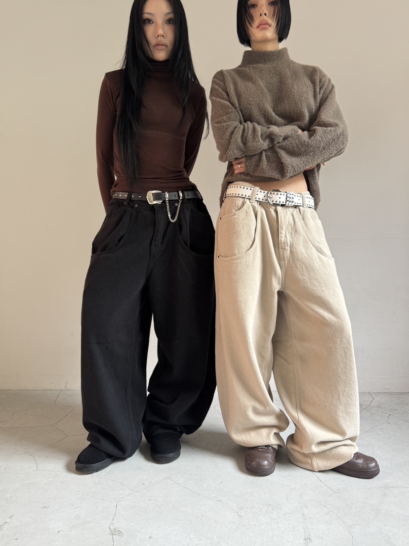 SEEOT東大門㊣直郵女裝新品25秋冬休閑褲不含腰帶男女同款安哥拉雙口袋棉質GGD休閑褲