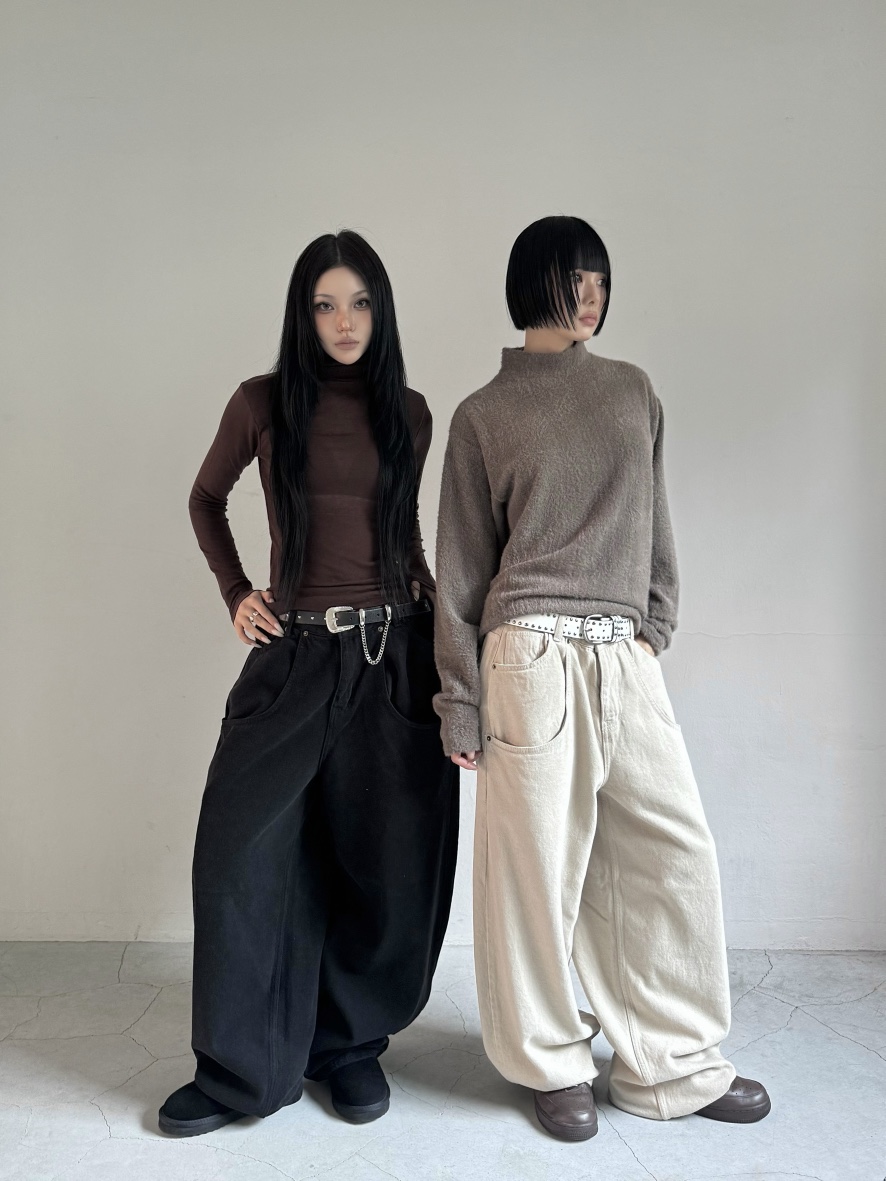 SEEOT東大門㊣直郵女裝新品25秋冬休閑褲不含腰帶男女同款安哥拉雙口袋棉質GGD休閑褲