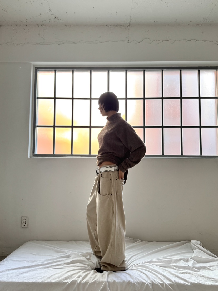 SEEOT東大門㊣直郵女裝新品25秋冬休閑褲不含腰帶男女同款安哥拉雙口袋棉質GGD休閑褲