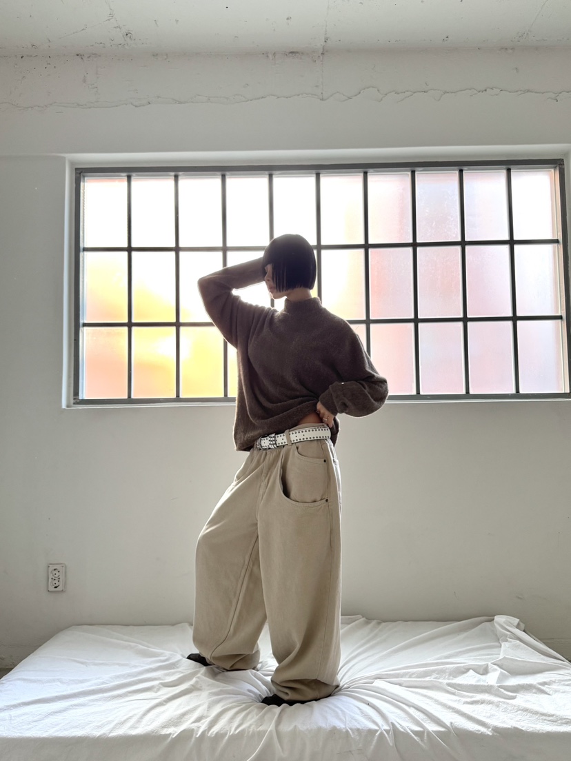 SEEOT東大門㊣直郵女裝新品25秋冬休閑褲不含腰帶男女同款安哥拉雙口袋棉質GGD休閑褲