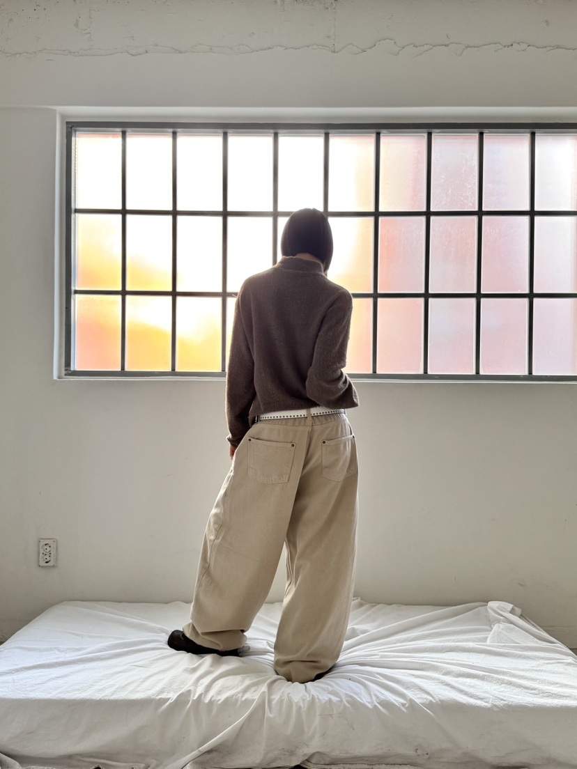 SEEOT東大門㊣直郵女裝新品25秋冬休閑褲不含腰帶男女同款安哥拉雙口袋棉質GGD休閑褲