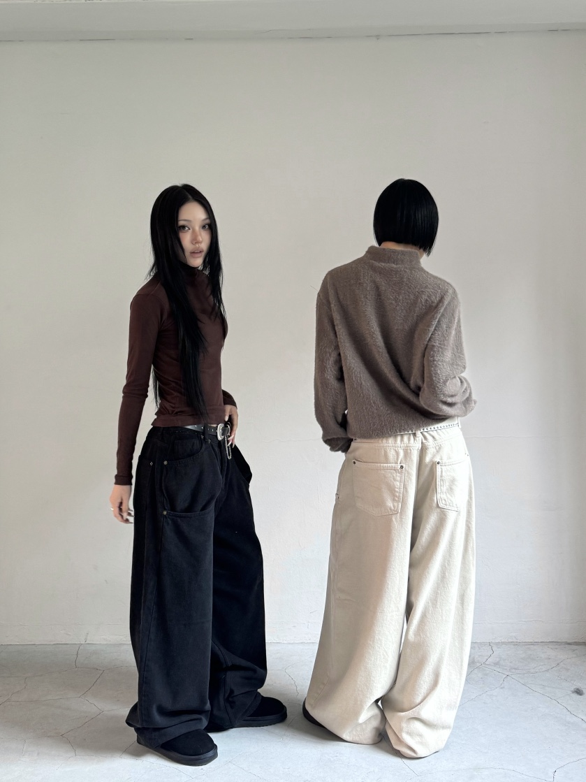 SEEOT東大門㊣直郵女裝新品25秋冬休閑褲不含腰帶男女同款安哥拉雙口袋棉質GGD休閑褲