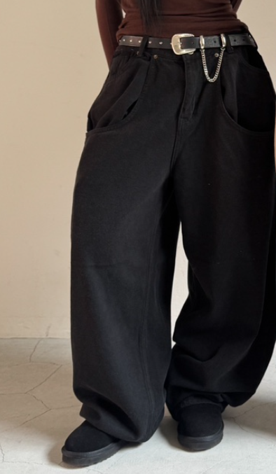 SEEOT東大門㊣直郵女裝新品25秋冬休閑褲不含腰帶男女同款安哥拉雙口袋棉質GGD休閑褲圖色2