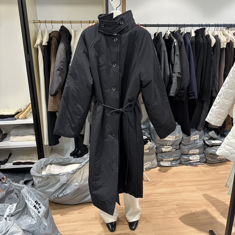 MUYBIEN東大門㊣實拍女士新品休閑人氣職業長款棉服含腰帶棉MUYBIEN長款棉服圖色2