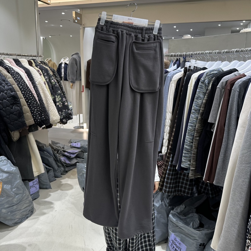 BENE東大門㊣實拍女士新款推薦25秋冬休閑熱賣時尚休閑褲口袋BENE休閑褲圖色4墨色