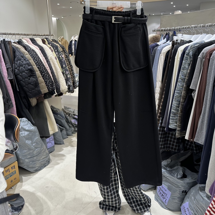 BENE東大門㊣實拍女士新款推薦25秋冬休閑熱賣時尚休閑褲口袋BENE休閑褲圖色5黑色