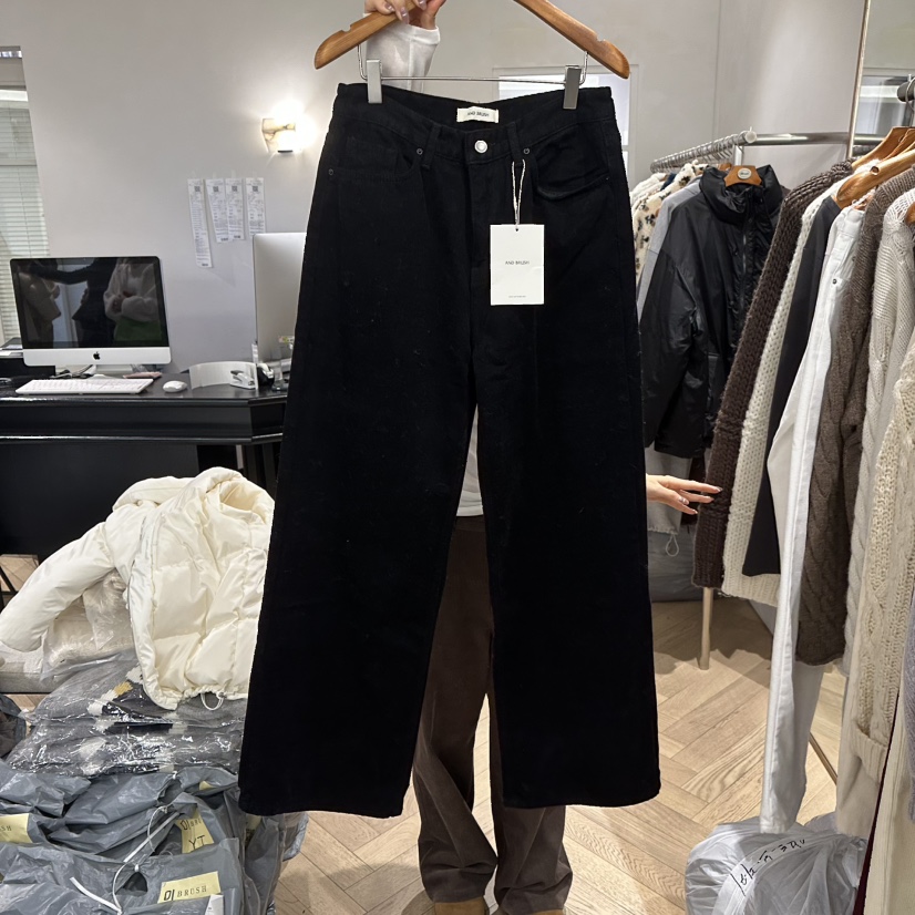 BRUSH-P韓國直郵㊣女士新品人氣休閑推薦牛仔褲小飛象天鵝絨BRUSH-P牛仔褲圖色2