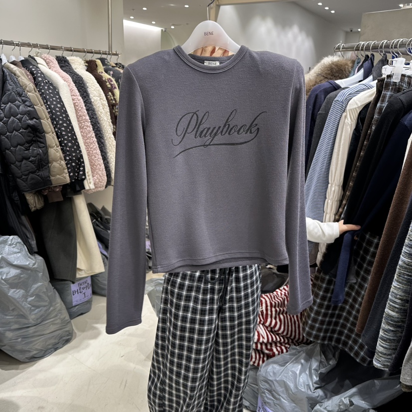 BENE韓國代購㊣女士新品休閑時尚熱賣人氣推薦25秋冬長袖T恤BENE長袖T恤圖色2