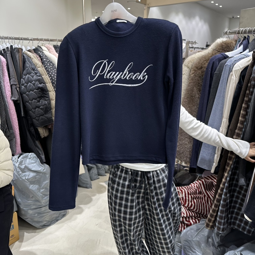 BENE韓國代購㊣女士新品休閑時尚熱賣人氣推薦25秋冬長袖T恤BENE長袖T恤圖色3