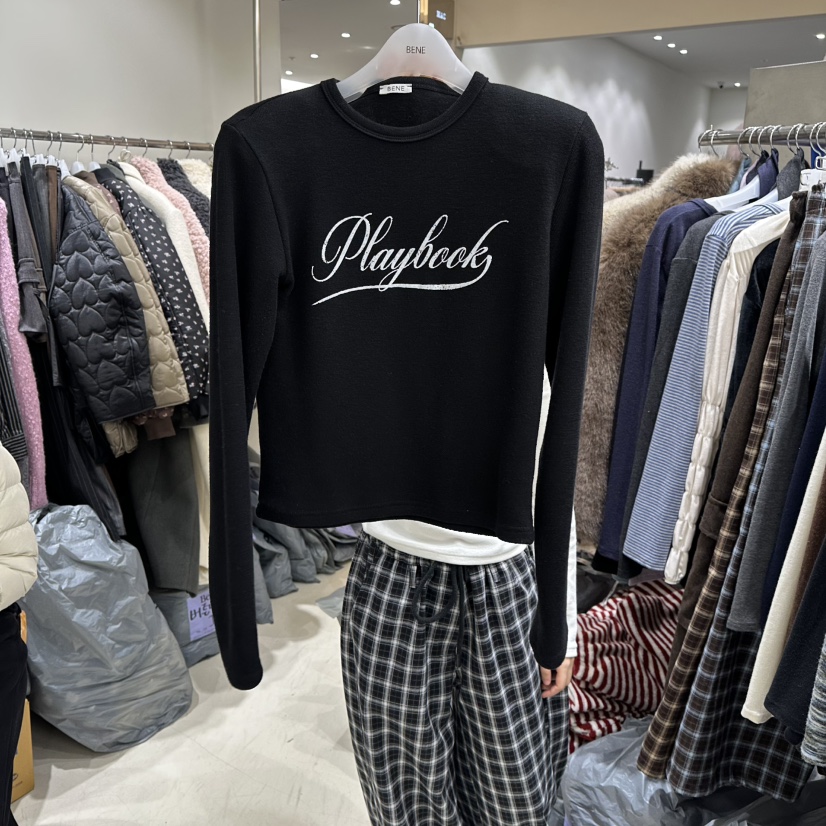 BENE韓國代購㊣女士新品休閑時尚熱賣人氣推薦25秋冬長袖T恤BENE長袖T恤圖色5