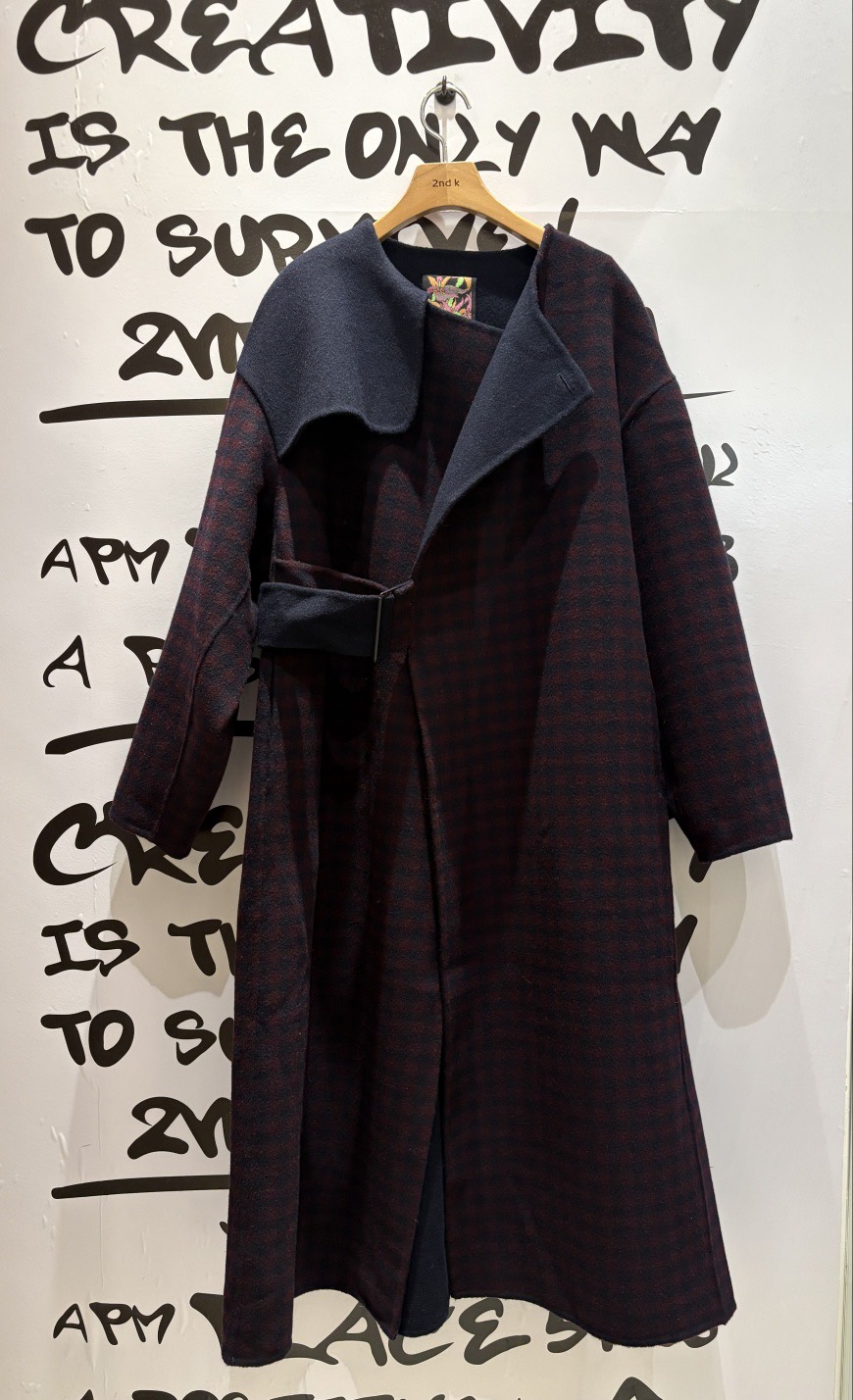 2ND K東大門㊣代購女士新款時尚熱賣推薦職業中長款大衣羊毛2ND K中長款大衣圖色2