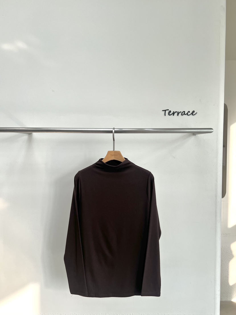 TERRACE韓國代購㊣女士新款熱賣休閑推薦職業25秋冬長袖T恤加絨TERRACE長袖T恤圖色3棕色