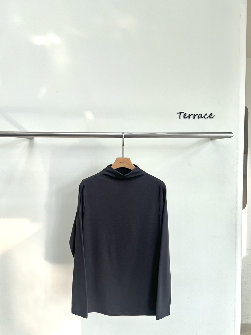 TERRACE韓國代購㊣女士新款熱賣休閑推薦職業25秋冬長袖T恤加絨TERRACE長袖T恤圖色5墨色