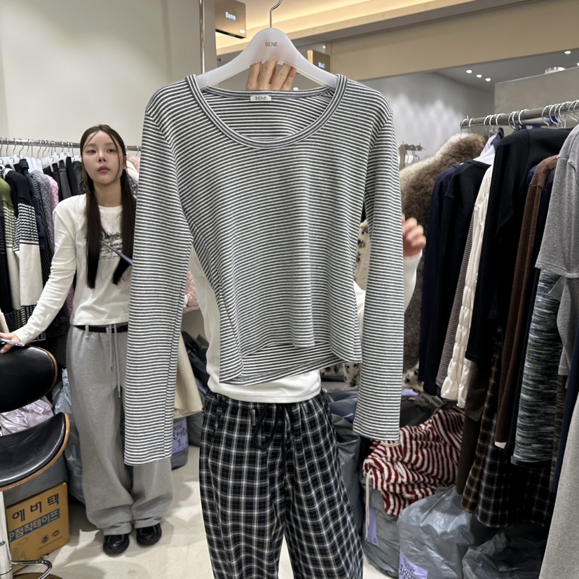 BENE東大門㊣直郵女士新品推薦熱賣職業時尚休閑人氣長袖T恤BENE長袖T恤圖色1