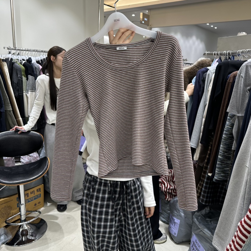 BENE東大門㊣直郵女士新品推薦熱賣職業時尚休閑人氣長袖T恤BENE長袖T恤圖色2