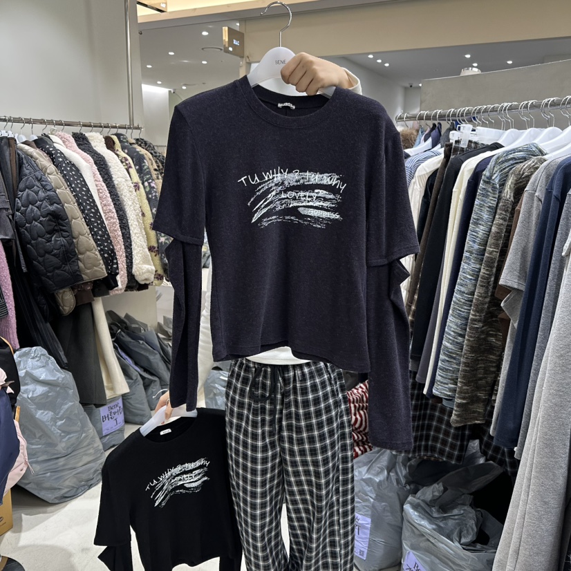 BENE東大門㊣實拍女裝新款時尚人氣推薦職業休閑熱賣長袖T恤BENE長袖T恤圖色4墨色