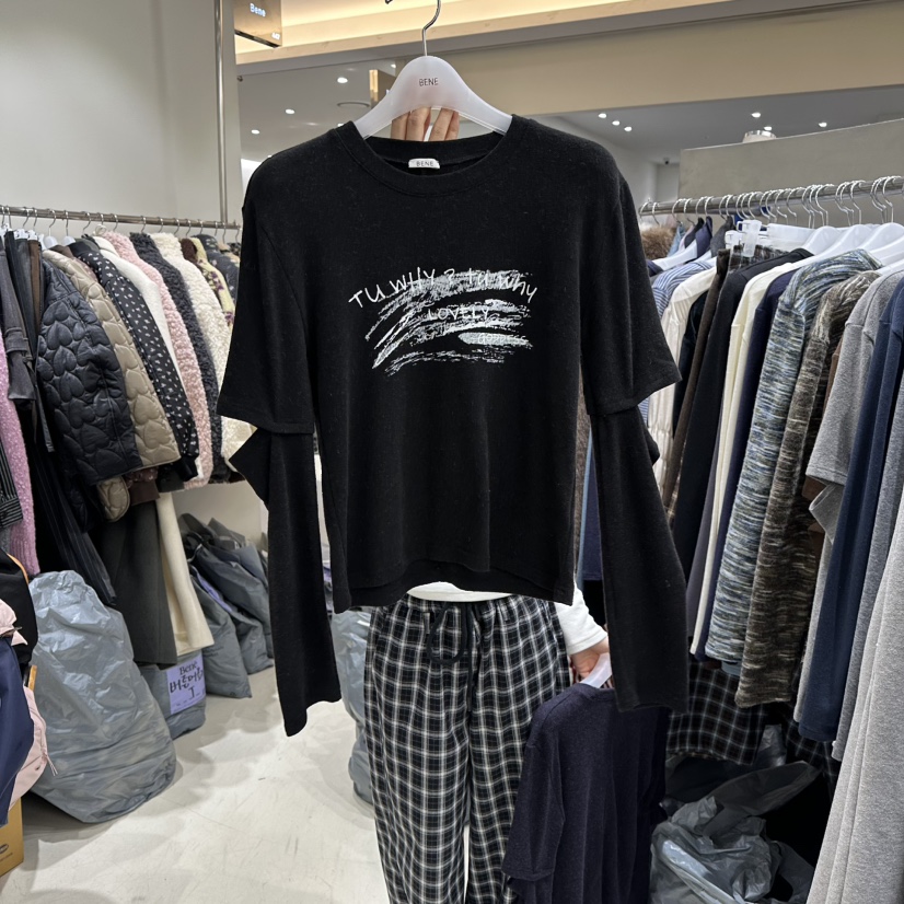 BENE東大門㊣實拍女裝新款時尚人氣推薦職業休閑熱賣長袖T恤BENE長袖T恤圖色5黑色