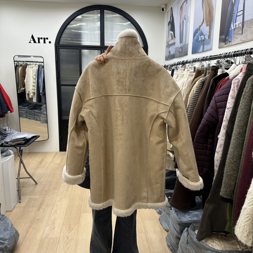 ARR韓國代購㊣女裝新品時尚25秋冬推薦職業中長款大衣兩面可穿ARR中長款大衣