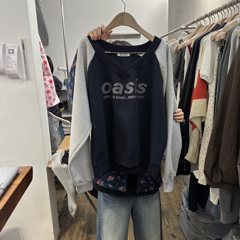 MOSAIC東大門㊣實拍女士新款25秋冬職業熱賣時尚休閑衛衣加絨MOSAIC衛衣圖色1深藍色